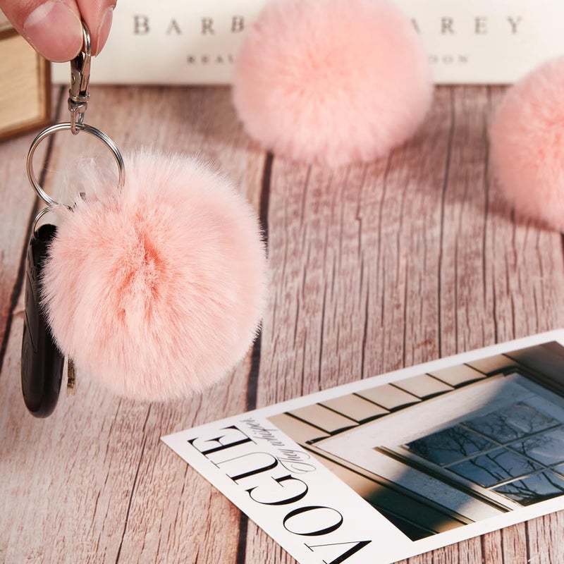 Homtable 12 Pcs Small Faux Fur Pom Pom Balls 2.75 in Fur Fluffy Pompom Ball with Elastic Loop for Hats, Shoes, Scarves, Gloves, Bags, Key Chain Charms Accessories, 2 3/4 inches (Pink) - Image 3